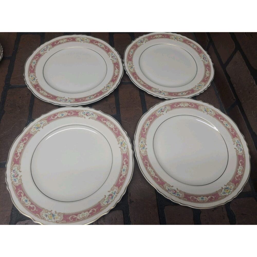 4 Federal Shape Syracuse China Raleigh Pink Flowers 10" Dinner Plate